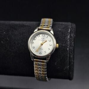 Women's Viewpoint Two Tone Quartz Watch Stretch Band WORKS